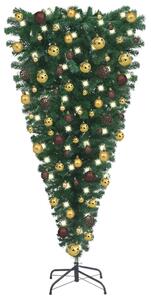 Brad de Crăciun artificial inversat, LED-uri & globuri, 150 cm