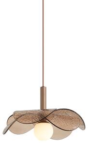 Lampă suspendată de design bronz închis cu sticlă de culoarea chihlimbarului - Kemner