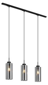 Sistem de șină modern negru cu 3 pendule din sticlă fumurie monofazat - Iconic Laura