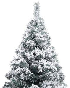 Brad Crăciun artificial pre-iluminat, zăpadă, verde, 120 cm