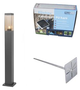 Lampă de exterior modernă gri închis cu sticlă fumuriu 80 cm - Malios