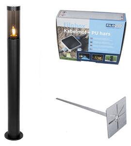 Lampă de stâlp exterioară modernă neagră 80 cm IP44 - Rox
