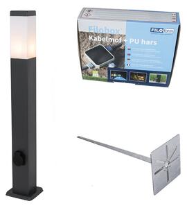 Lampă de exterior gri închis 80 cm cu soclu IP44 - Malios