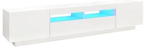 Comodă TV cu lumini LED, alb, 200x35x40cm