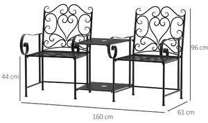 Outsunny set 2 scaune si masuta de cafea, metal, 160x61x96cm | Aosom Ro