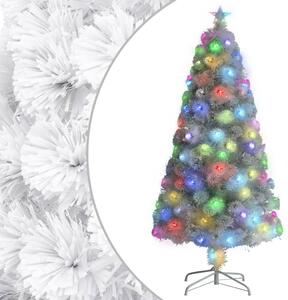Brad Crăciun artificial cu LED, alb, 120 cm, fibră optică