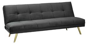 Canapea extensibila MORITZ, gri/auriu, stofa catifelata/metal, 181x88/106x80 cm