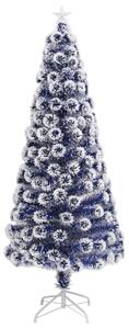 Brad Crăciun artificial luminat alb&albastru 180cm fibră optică