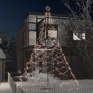 Pom de Crăciun cu stâlp de metal, 1400 LED-uri, alb cald, 5 m
