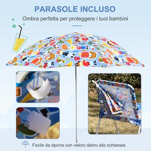 Outsunny Scaun Pliabil pentru Copii cu Umbrela Parasolar pentru Mare si Camping