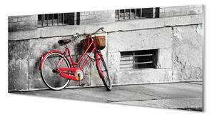 Tablouri pe sticlă bicicletă roșie cu un coș