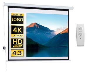 HOMCOM Ecran Proiecție Motorizat 84 Inch pentru Home Cinema, Sistem de Rulare Automat, Ideal pentru Filme și Prezentări, Alb | Aosom Romania