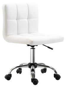HomCom scaun rotativ din piele sintetica, 46x51x76-88cm, alb | Aosom Ro