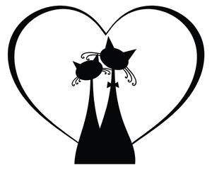 Autocolant pentru întrerupător Ambiance Cat Couple, negru