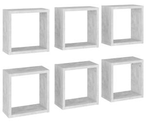 Rafturi de perete cub, 6 buc., gri beton, 30x15x30 cm