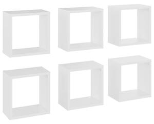 Rafturi de perete cub, 6 buc., alb, 26x15x26 cm