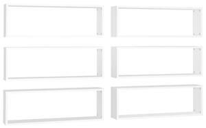Rafturi de perete cub, 6 buc., alb, 80x15x26,5 cm PAL