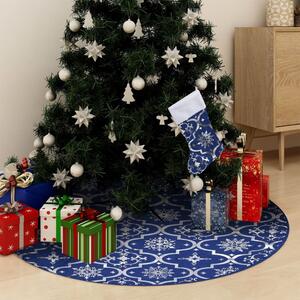 Covor fustă de brad Crăciun cu șosetă albastru 90 cm țesătură