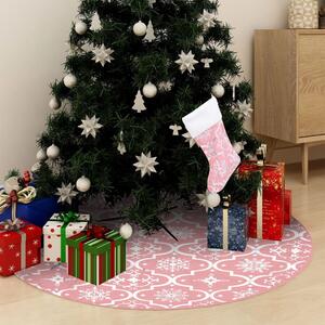 Covor fustă de brad Crăciun cu șosetă, roz, 90 cm, țesătură
