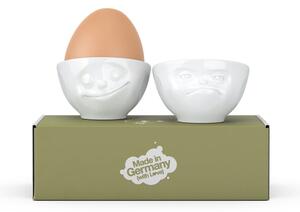 Set 2 cupe din porțelan pentru ouă, 58products Happy & Hmpff, alb