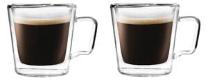 Set 2 cești pentru espresso din sticlă dublă Vialli Design, 80 ml