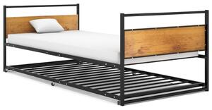 Cadru pat extensibil, negru, 90x200 cm, metal