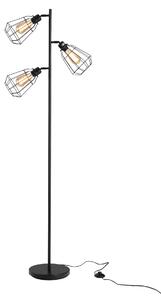 HOMCOM Lampa de Podea in Stil Industrial cu 3 Abajururi Reglabile din Otel, Negru 136x165Hcm