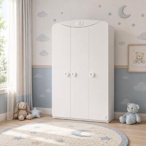 Dulap cu 3 usi, pentru copii Baby Cotton White, 133x54x201 cm