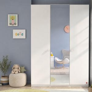 Dulap cu 3 usi si oglinda pentru camera copii, 150x214x62 cm, colectia Varia White