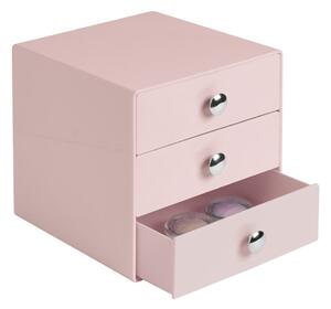 Organizator cu 3 sertare iDesign, 16,5 x 16,5 cm, roz
