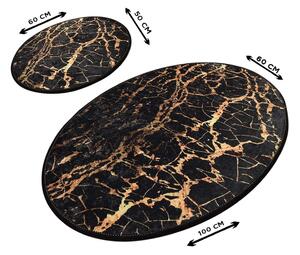 Set 2 covorașe ovale de baie Foutastic Gold Marble, negru