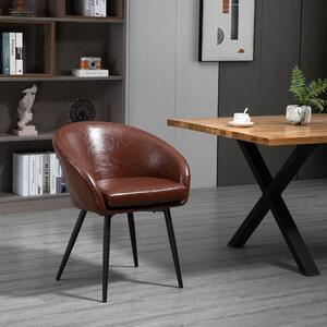 HomCom scaun vintage, piele sintetica, scaun pentru living, scaun bar, scaun sufragerie 61x58x74 cm, maro | AOSOM RO