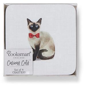 Set 4 suporturi de pahare Cooksmart ® Curious Cats, albastru