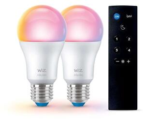 WiZ - Becuri Smart Color 8,5W 806lm 2200-6500K RGB 2-pack E27 & Remote WiZ