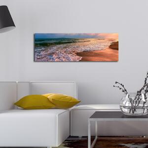 Tablou Canvas cu Led Plaja Lunga fara Priza, Multicolor, 90x30 cm