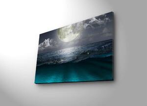 Tablou Canvas cu Led Moon fara Priza, Multicolor, 70x45 cm