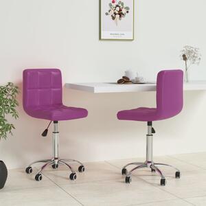 Scaune de masă pivotante, 2 buc, violet, piele ecologică