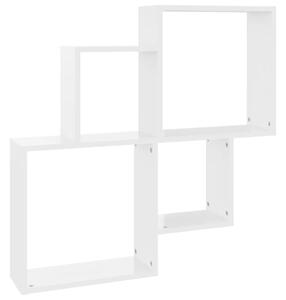 Raft de perete cub, alb extralucios, 80x15x78,5 cm, PAL