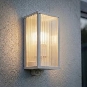 Lindby Lampa de exterior Peldar, gri/striată, 26 cm, cu senzor, reglabil, Gri, Aluminiu, Modern