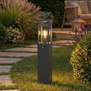 Lindby Bornă luminoasă Peldar, antracit/transparentă, 80 cm, senzor, reglabil, Negru, Aluminiu, Modern