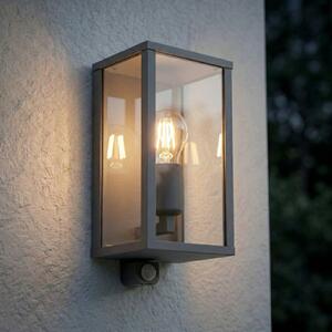 Lindby Lampă de exterior Peldar, antracit/transparent, 26 cm, senzor, reglabil, Negru, Aluminiu, Modern