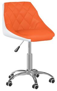 Scaun de birou pivotant, portocaliu și alb, piele ecologică