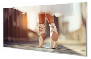 Panouri de sticlă pantofi de balet alb picioare femei