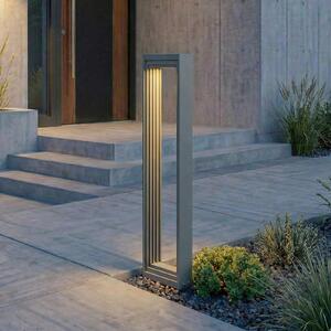 Lucande Bornă luminoasă LED pentru iluminat căi de acces Ashkan, înălțime 60, Gri, Metal, Modern