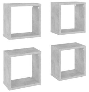 Rafturi de perete cub, 4 buc., gri beton, 26x15x26 cm