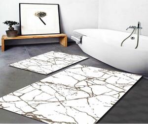 Covorașe de baie albe/maro 2 buc. 60x100 cm Marble – Mila Home
