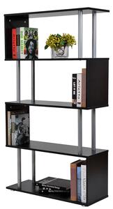 Homcom Bibliotecă cu Design Modern 4 Rafturi, Neagră, 80x30x145cm