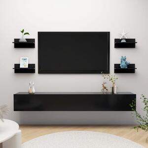 Rafturi de perete, 4 buc., negru, 40x11,5x18 cm, PAL