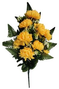 Buchet artificial decorativ Crizanteme, galben,înălțime 60 cm
