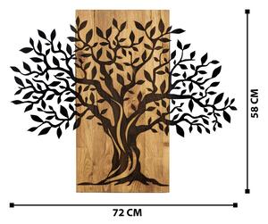 Decoratiune de perete lemn Copacul Familia, Negru, 72 x 58 x 3 cm